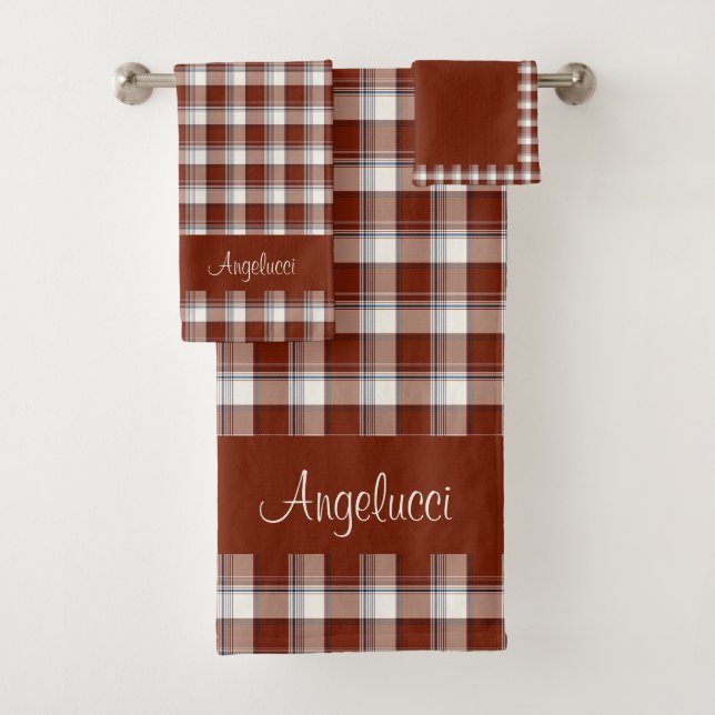Red, White, Blue Multi Thread Plaid Bath Towel Set (Insitu)