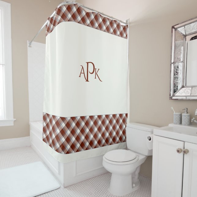 Red, White, Blue Multi Thread Plaid Shower Curtain (In Situ)