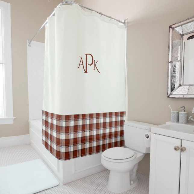Red, White, Blue Multi Thread Plaid Shower Curtain (In Situ)