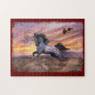 Red White & Blue Mustang Horse Jigsaw Puzzle