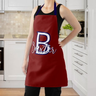 Red White & Blue Name and Monogram Personalised Apron