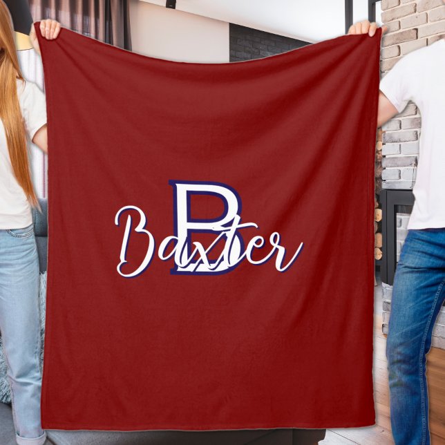 Red White & Blue Name and Monogram Personalised Fleece Blanket (Red White & Blue Name and Monogram Personalized Fleece Blanket
)