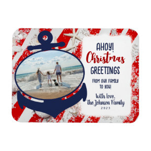 Red, White, & Blue Nautical Anchor Ahoy Christmas Magnet