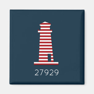 Red White Blue Nautical Lighthouse Beach Zip Code Magnet
