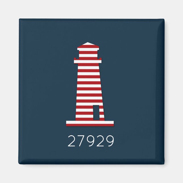 Red White Blue Nautical Lighthouse Beach Zip Code Magnet (Front)