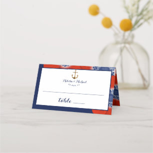 Red White & Blue Nautical Wedding   Red Anemone Place Card