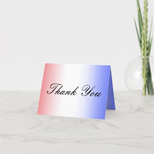 Red White & Blue Ombre Picture Photo Wedding Thank You Card