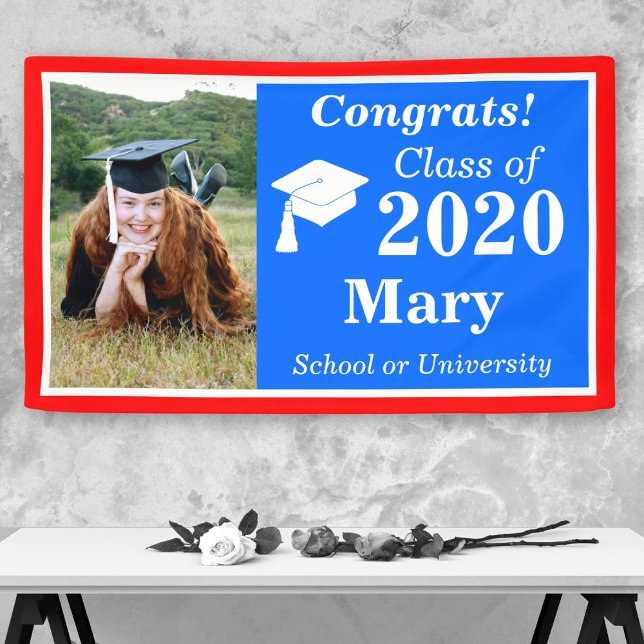 Red White Blue One Photo Class of 2024 Graduation Banner (Creator Uploaded)