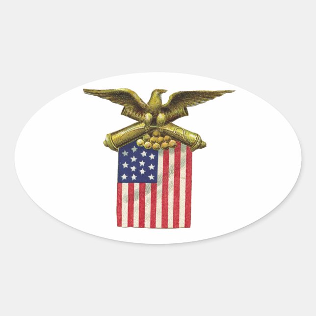 Red White & Blue Oval Sticker (Front)