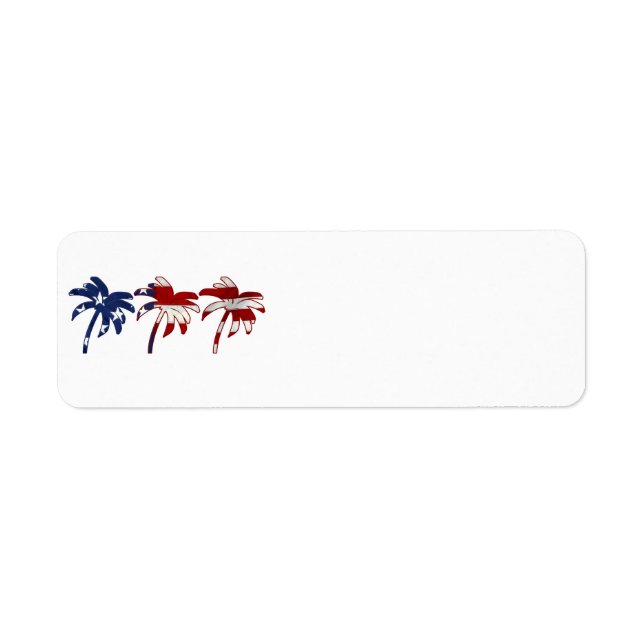 Red White Blue Palm Tree Return Address Label (Front)