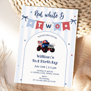 Red White & Blue Patriotic 2nd Birthday Invitation