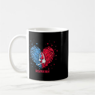 Red White Blue Patriotic 911 Dispatcher Heart 4th Coffee Mug