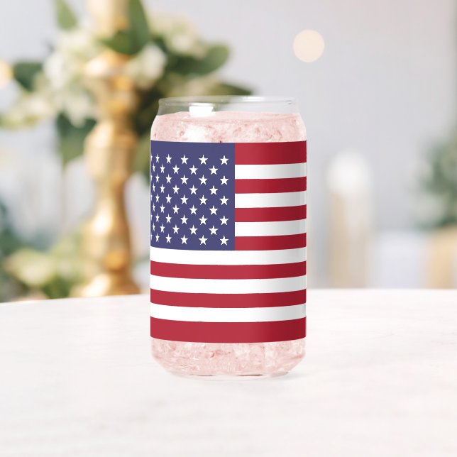 Red White & Blue Patriotic American Flag Can Glass (Insitu (Wedding))