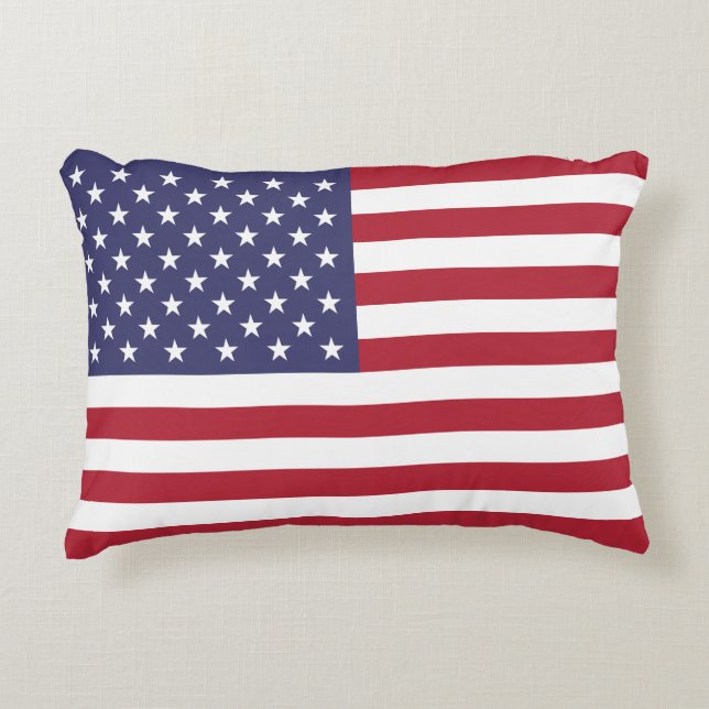 Red White & Blue Patriotic American Flag Decorative Cushion (Front)