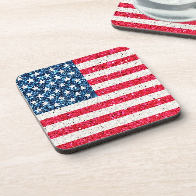   Red White Blue Patriotic American USA Flag Party Coaster (Left Side)