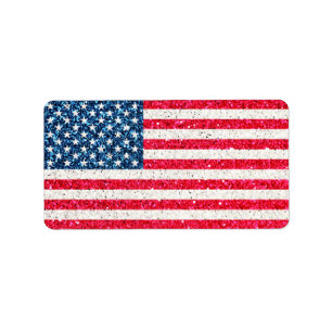 Red White Blue Patriotic American USA Flag Party Label