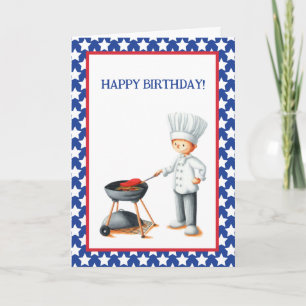 Red White Blue Patriotic Barbecue Birthday Card
