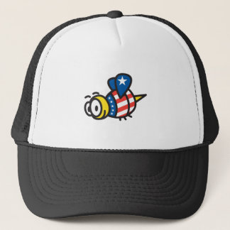 Red White Blue Patriotic Bee Trucker Hat