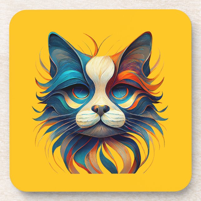 Red White & Blue Patriotic Cat Coaster (Front)