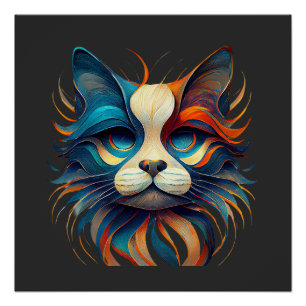 Red White & Blue Patriotic Cat Poster