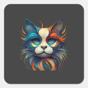 Red White & Blue Patriotic Cat Square Sticker