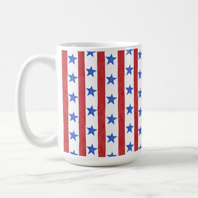 Red White & Blue Patriotic Coffee Mug (Left)