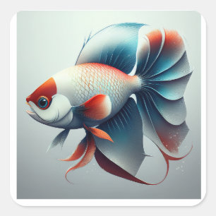 Red White & Blue Patriotic Exotic Fish Square Sticker