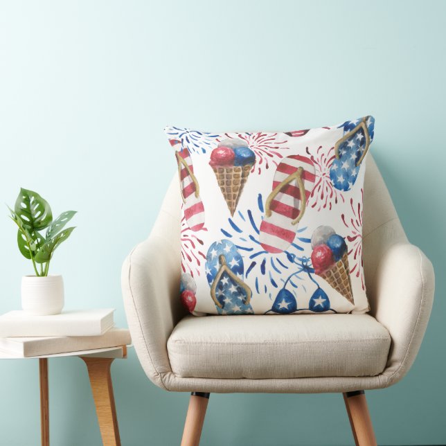 RED WHITE BLUE PATRIOTIC FLIP FLOPS ICE CREAM CUSHION (Chair)