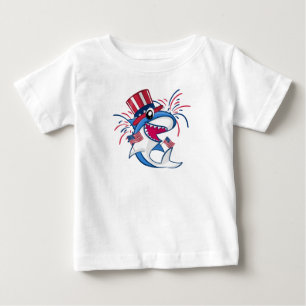 Red White Blue Patriotic Fourth of July Shark Baby T-Shirt