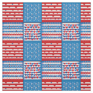 Red White Blue Patriotic Independence Flag Quilt Fabric