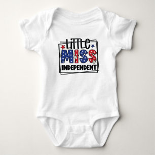 RED WHITE BLUE PATRIOTIC LITTLE MISS INDEPENDENT BABY BODYSUIT