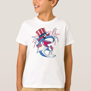 Red White Blue Patriotic Shark 4th of July T-Shirt