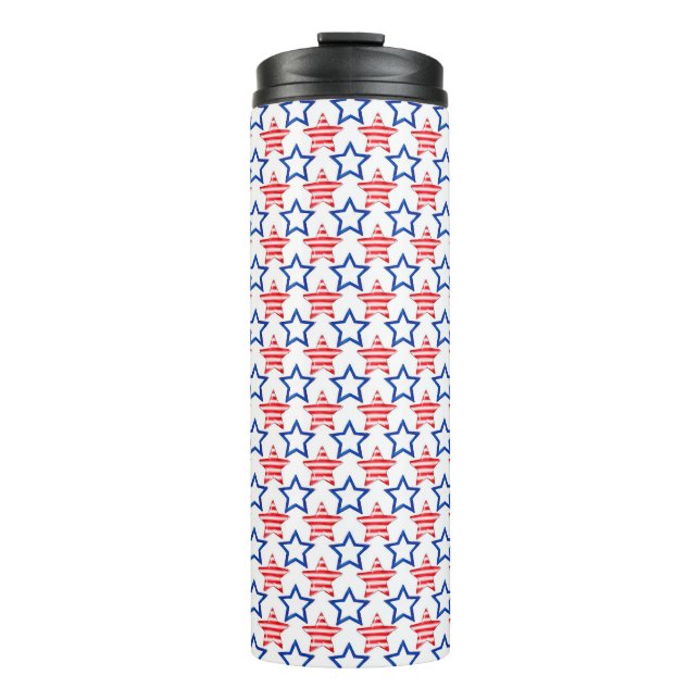 RED WHITE BLUE PATRIOTIC STARS AND STRIPES THERMAL TUMBLER (Front)