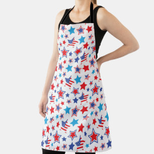 RED WHITE BLUE PATRIOTIC STARS APRON