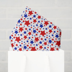 Red white blue Patriotic stars pattern tissue Paper