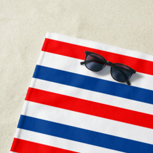 Red White Blue Patriotic Stripes Beach Towel