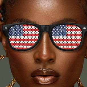 Red White & Blue Patriotic USA American Flag Retro Retro Sunglasses