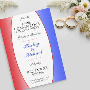 Red, White & Blue Patriotic USA American Wedding Invitation
