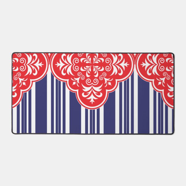 Red, White, Blue Pattern Decorative Desk Mat (Front)