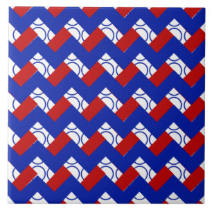 Red White Blue Pattern IV Ceramic Tile