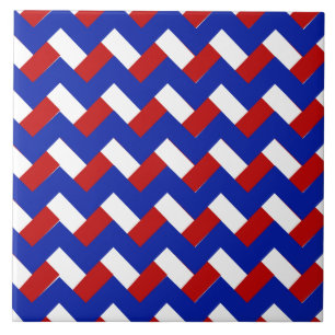 Red White Blue Pattern V Ceramic Tile