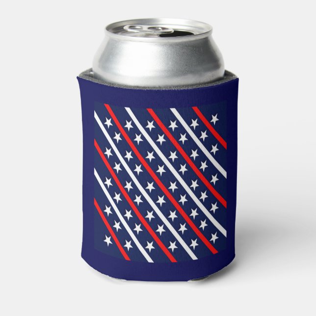Red White & Blue Patterned Can Cooler (Can Back)