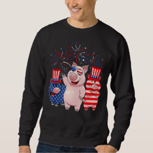 Red White Blue Pig American Flag Farmer 4th Of Jul Sweatshirt