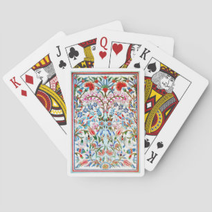 RED WHITE BLUE PINK ORIENTAL FLOWERS DAMASK  PLAYING CARDS