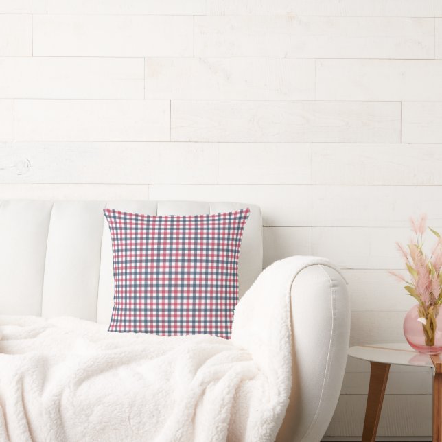Red White Blue plaid Cushion (Couch)
