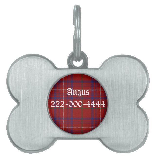 Red, White, & Blue Plaid Pet ID Tag (Front)