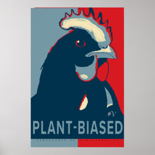 Red White Blue Pop Art Chicken Poster Plant-biased