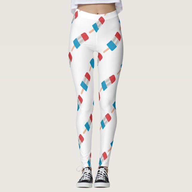 red white blue Popsicle Leggings (Front)