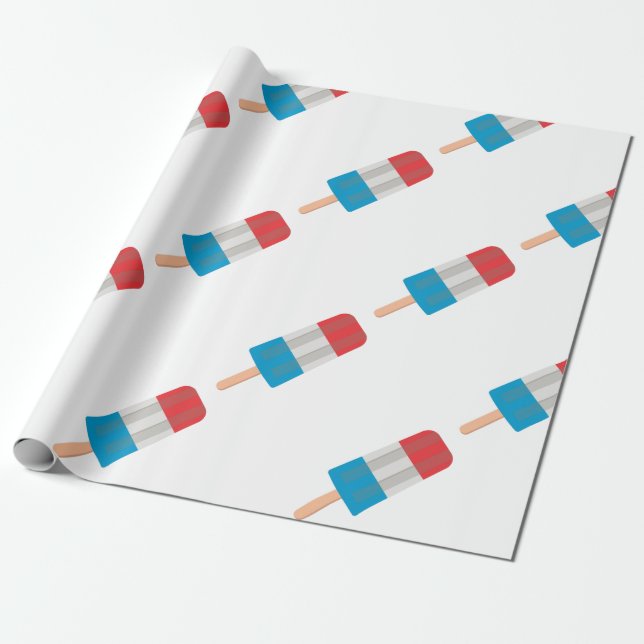 red white blue Popsicle Wrapping Paper (Unrolled)