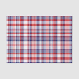 Red, White, Blue Preppy Madras Plaid Tissue Paper